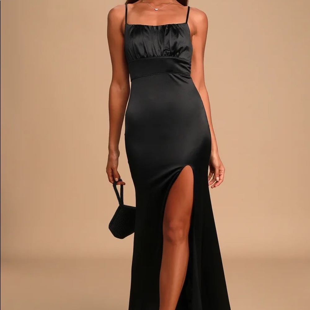 Black Satin Maxi Dress